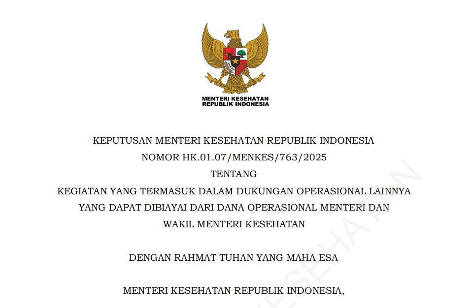 Keputusan Menteri Kesehatan Nomor HK.01.07/MENKES/763/2025