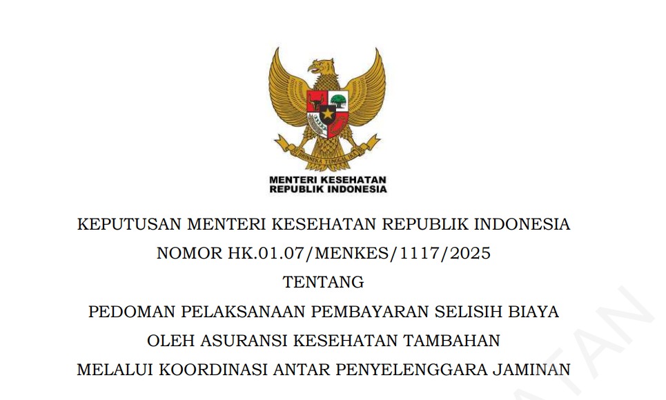 Keputusan Menteri Kesehatan Republik Indonesia Nomor HK.01.07/MENKES/1117/2025